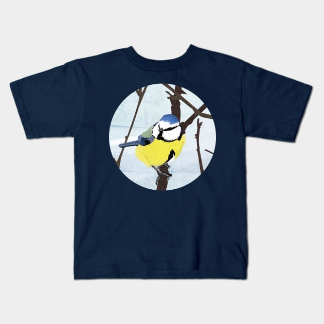 Blue Tit Bird Kids T-Shirt by KatherineBlowerDesigns